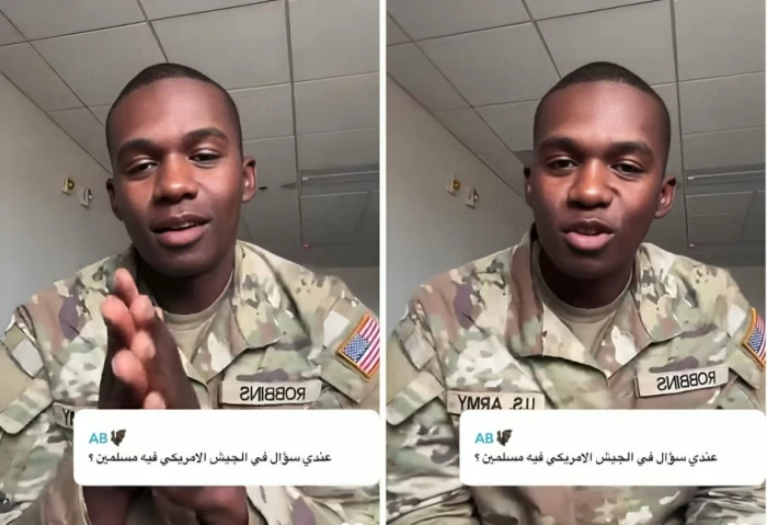 صحيفة المرصد – بالفيديو.. جندي أمريكي يتقن اللهجة السعودية يكشف عن تزايد أعداد المسلمين في الجيش الأمريكي.. ويوضح كيفية أدائهم الصلاة أثناء الخدمة.