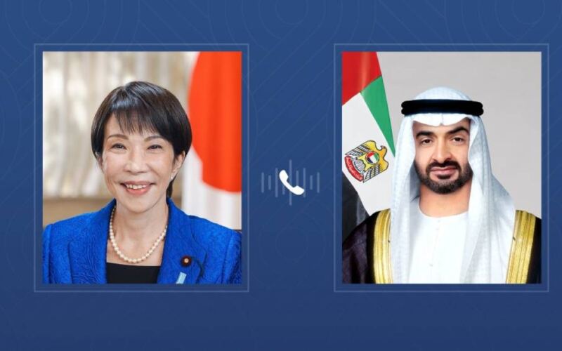 رئيس الدولة ورئيسة وزراء اليابان يبحثان هاتفياً العلاقات الثنائية والاعتداءات الإيرانية التخريبية