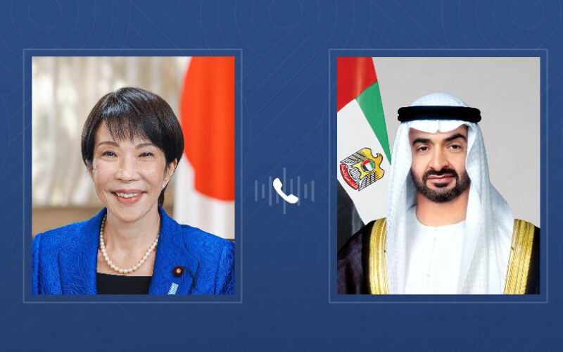 محمد بن زايد ورئيسة وزراء اليابان يبحثان هاتفياً الهجمات الإيرانية الإرهابية
