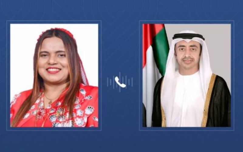 عبدالله بن زايد يهنئ وزيرة خارجية المالديف ويبحثان العلاقات بين البلدين